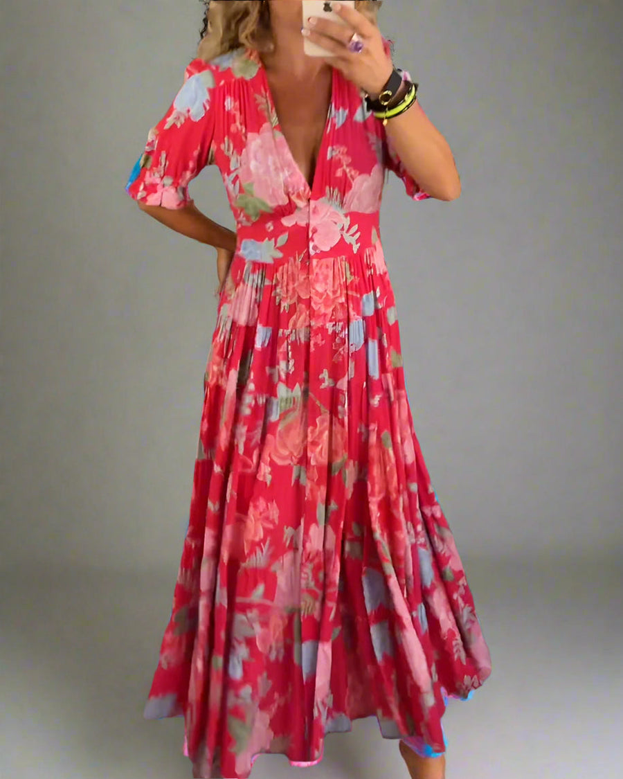 Mathilda | Floral Day Dress with Hidden Pockets and Feminine Cut