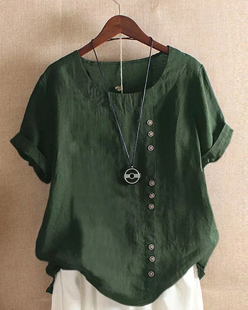 Peyton | Women’s Casual Button Detail Linen Blouse