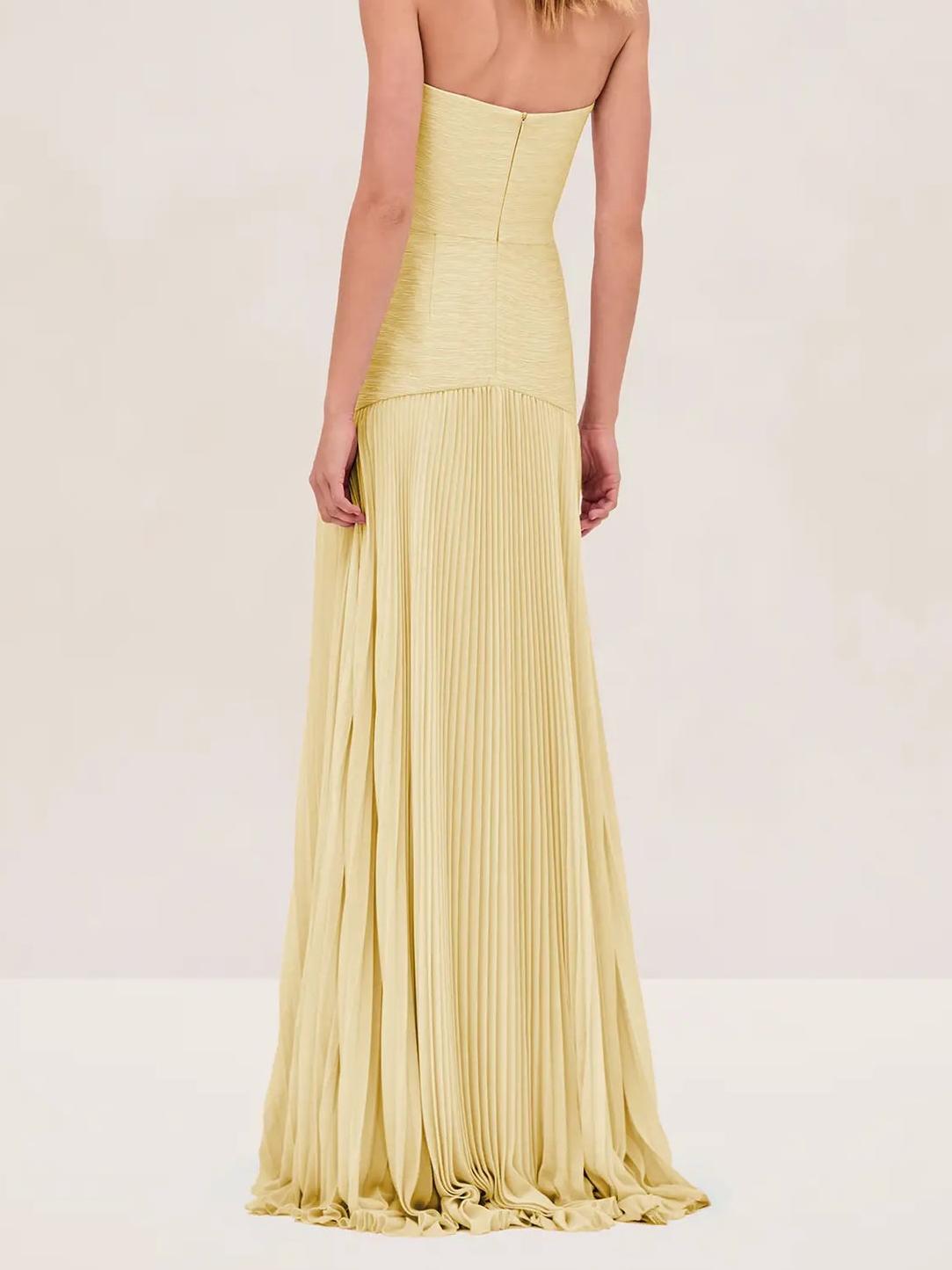 Eleanor | Women's Strapless Pleated Maxi Wedding Guest Dress