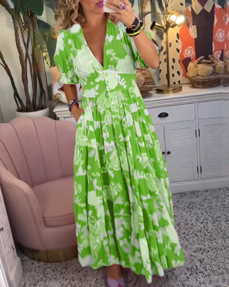 Catrisa ~ V-Neck Floral Pocket Dress