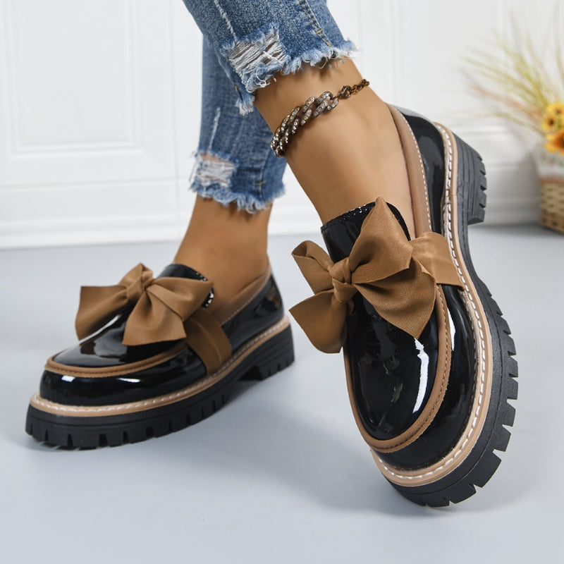 Shiny Loafers with Bow
