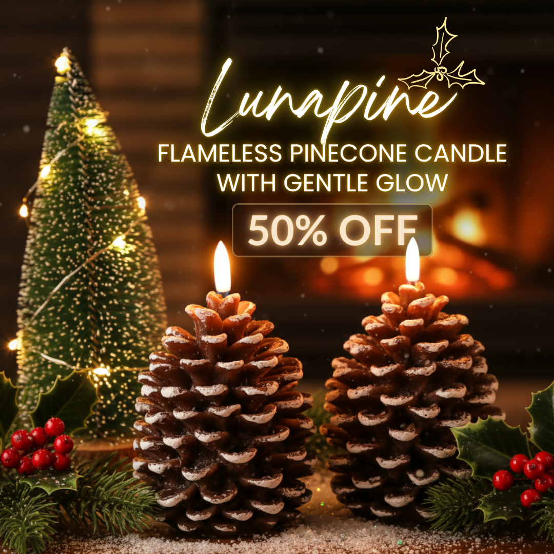 Lunapine – Flameless Pinecone Candle with Gentle Glow