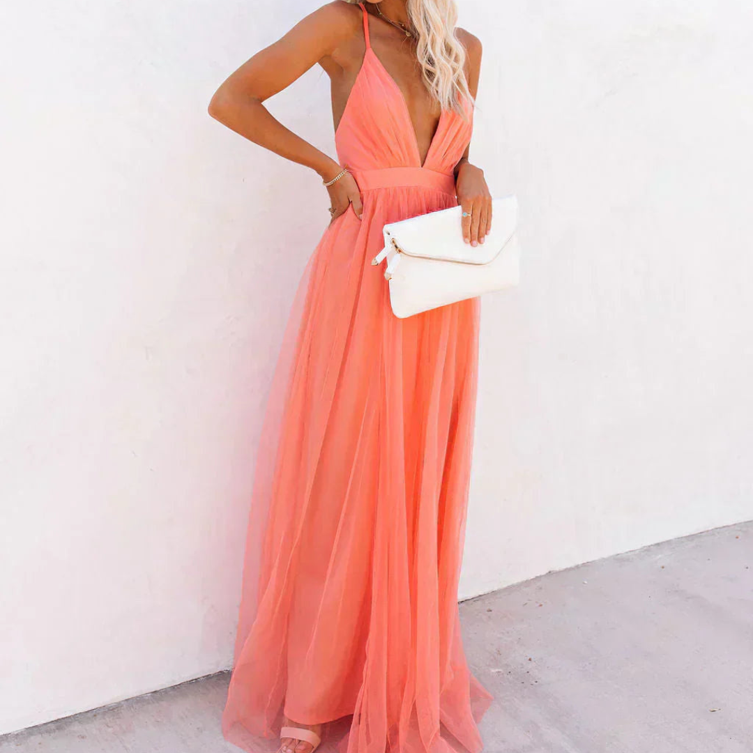 Helena™ | Maxi Dress Lumière Coral