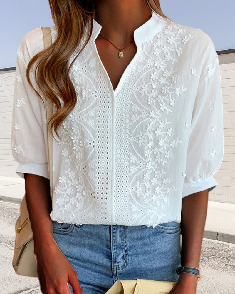 Xavier | Women’s Summer V Neck Puff Sleeve Blouse