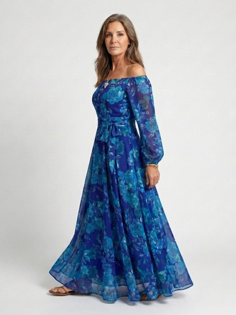 Stella & Grace™ | Off Shoulder Floral Maxi Dress