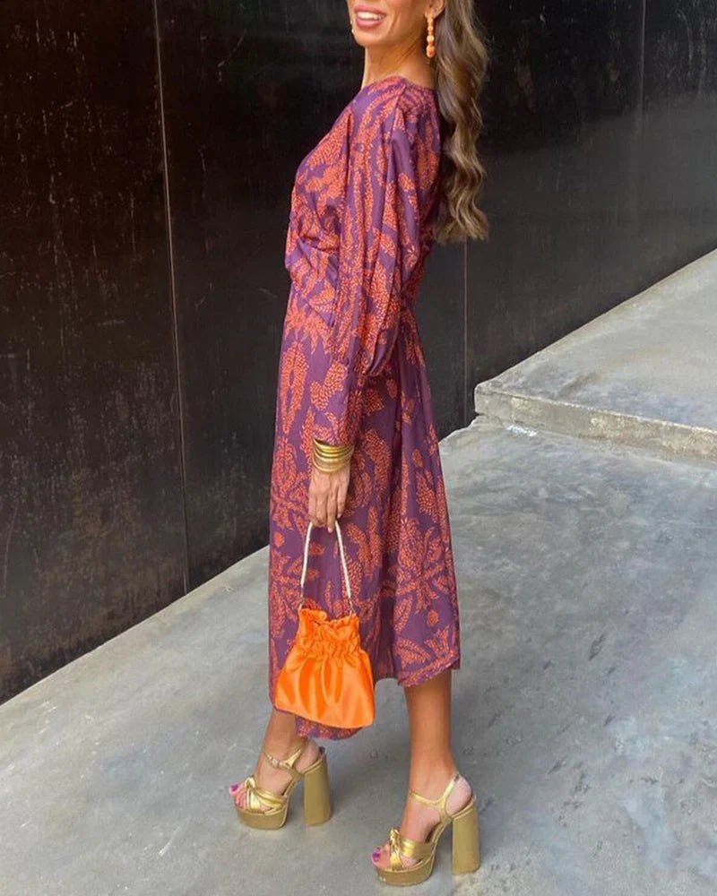 Isadora | Elegant Midi Dress with Timeless Enchantment Print