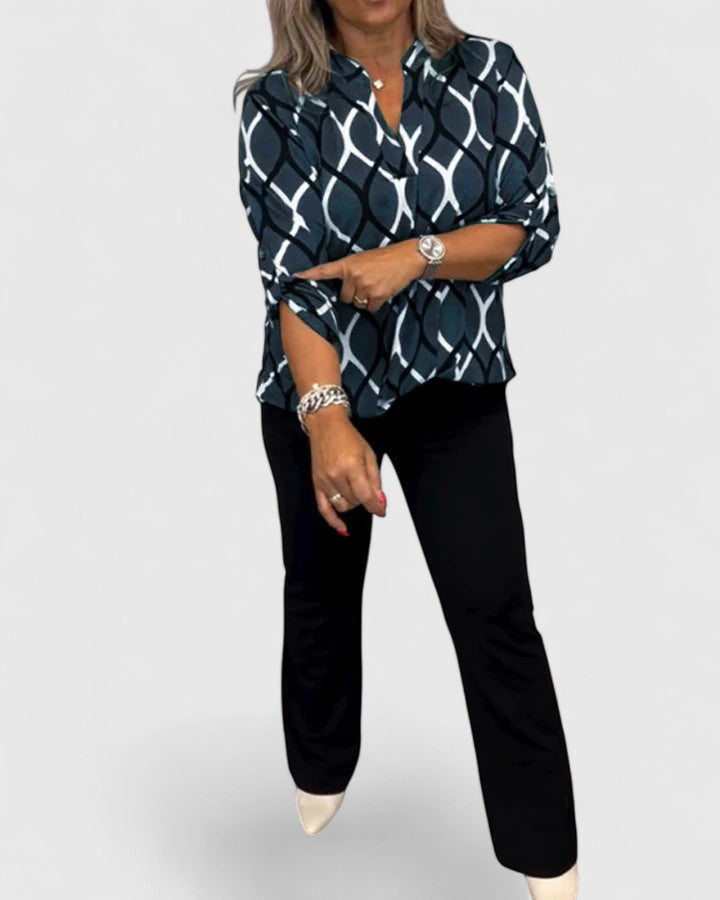 AUTUMN – GEOMETRIC PRINT BLOUSE