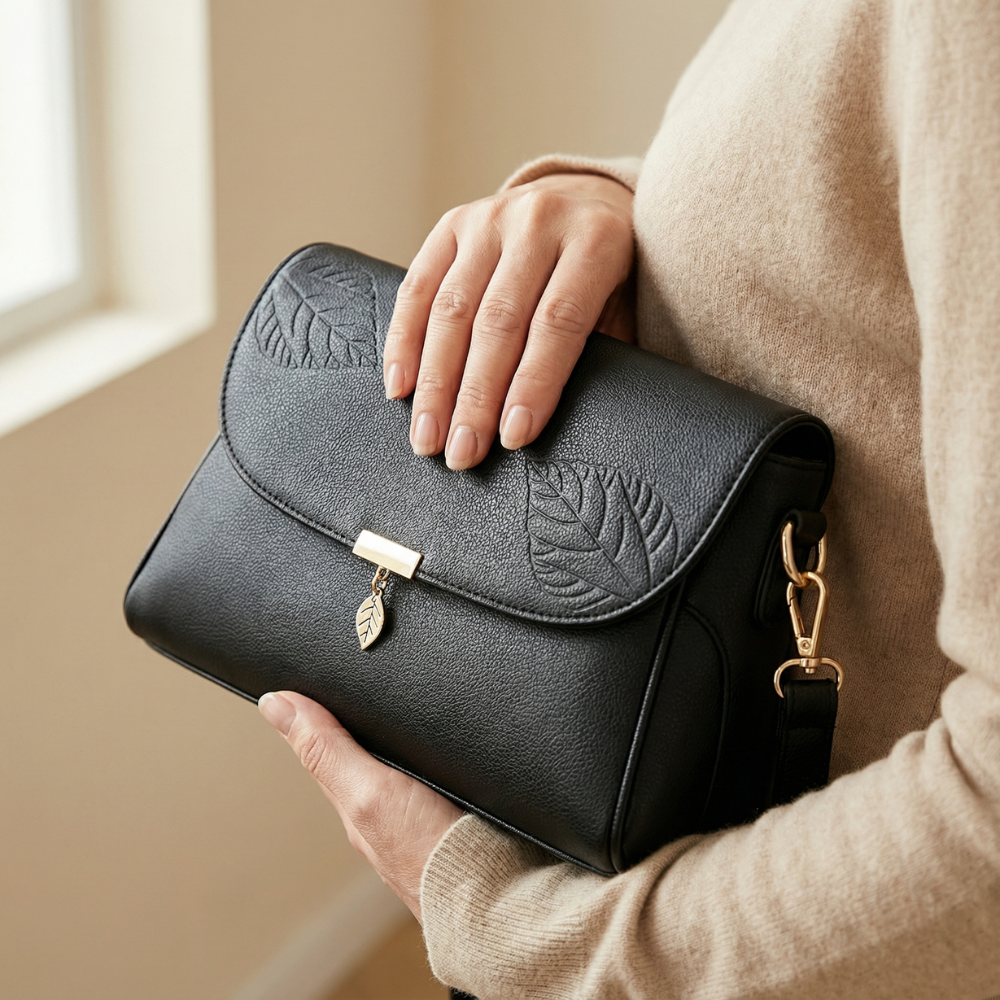 Leafara - Elegant Crossbody Bag with Leaf Detail