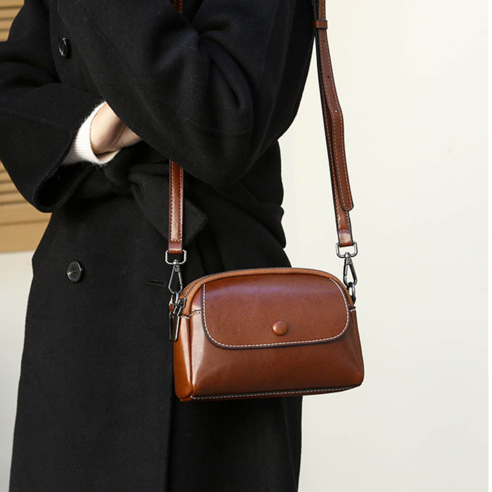 Bellana – Glossy Genuine Leather Shoulder Bag for Women