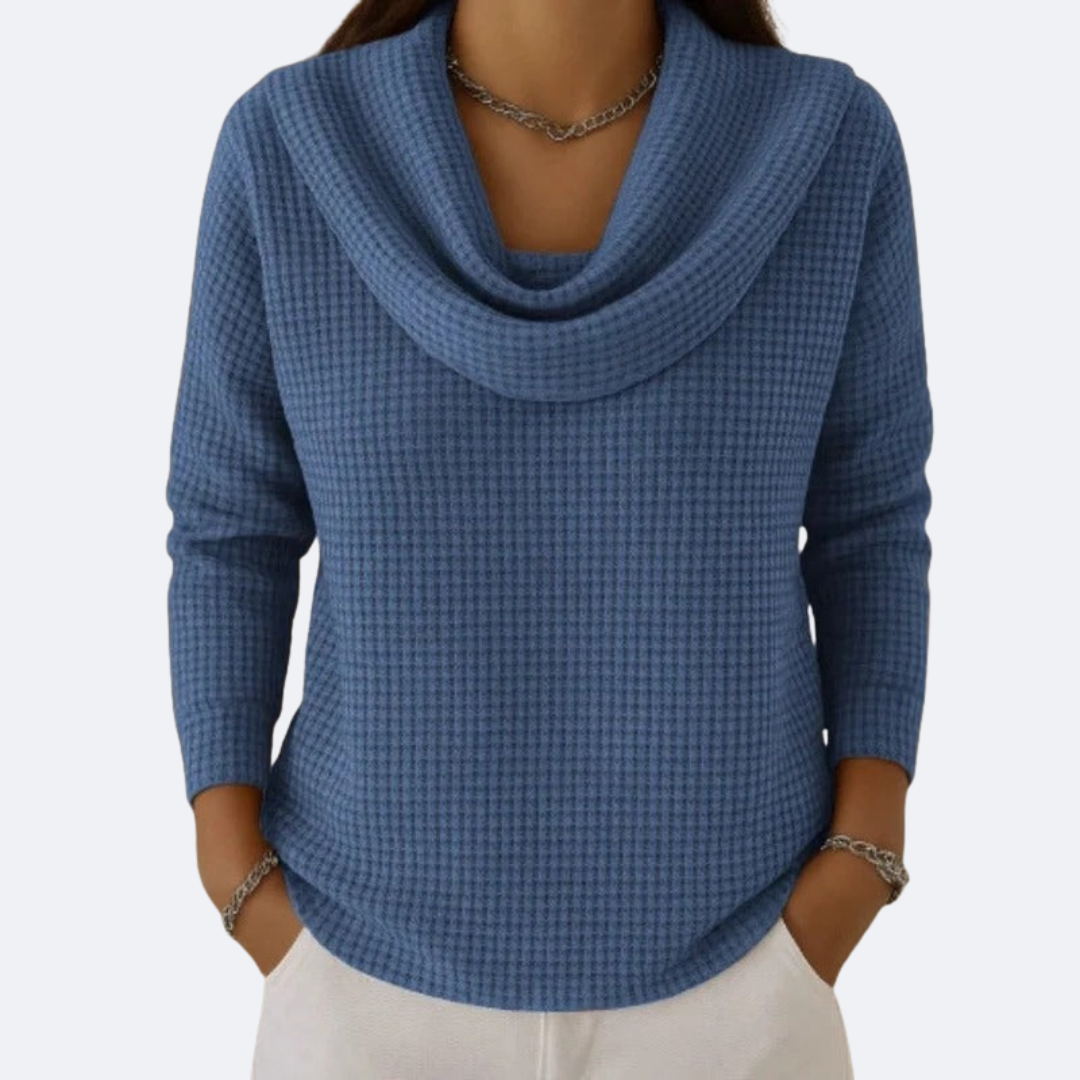 LIVIA - Soft Neck Thermal Waffle Effect Sweater