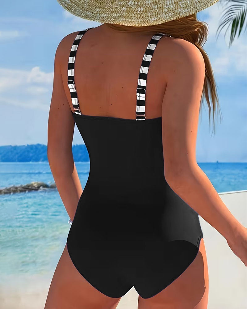 Finally, a swimsuit with stripes and color blocks