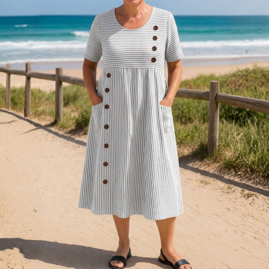 Summer Striped Dress - Flowing and Elegant Cut
