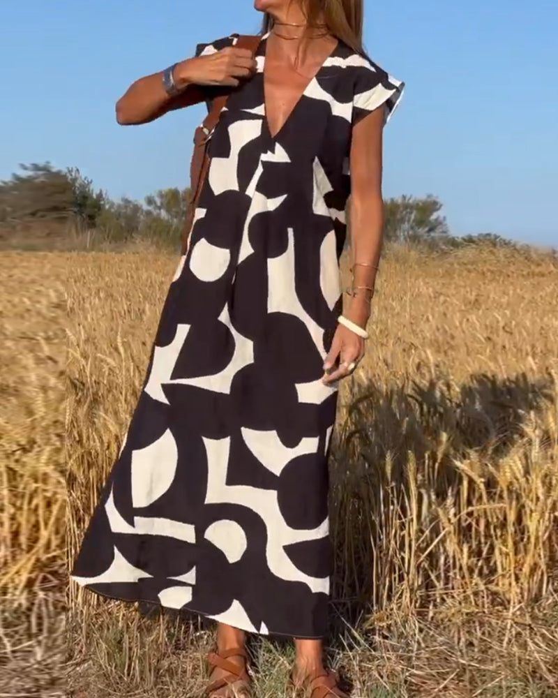 Lauren | Abstract Sleeveless Swing Dress