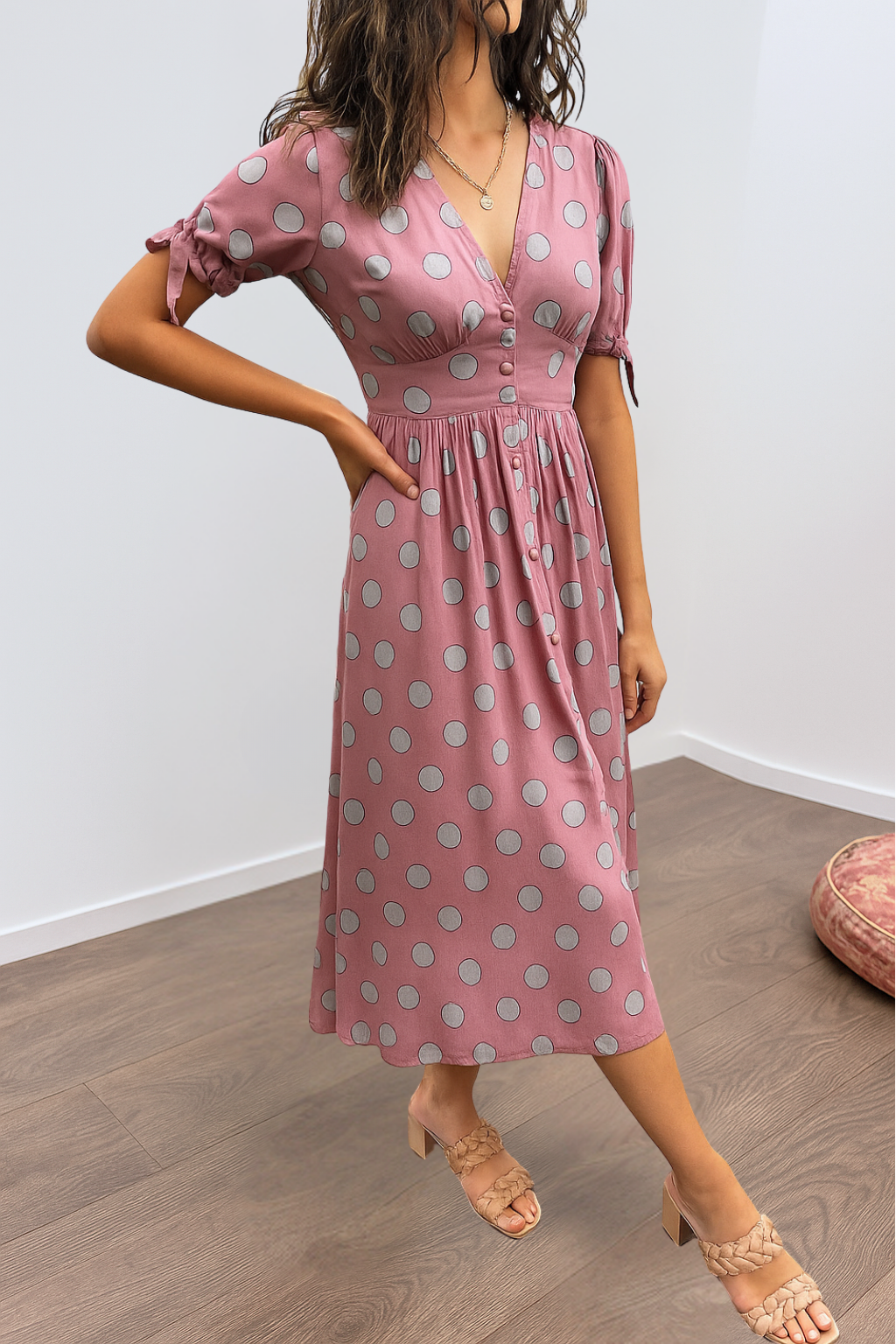 MAYA – SPOTLIGHT POLKA MIDI DRESS