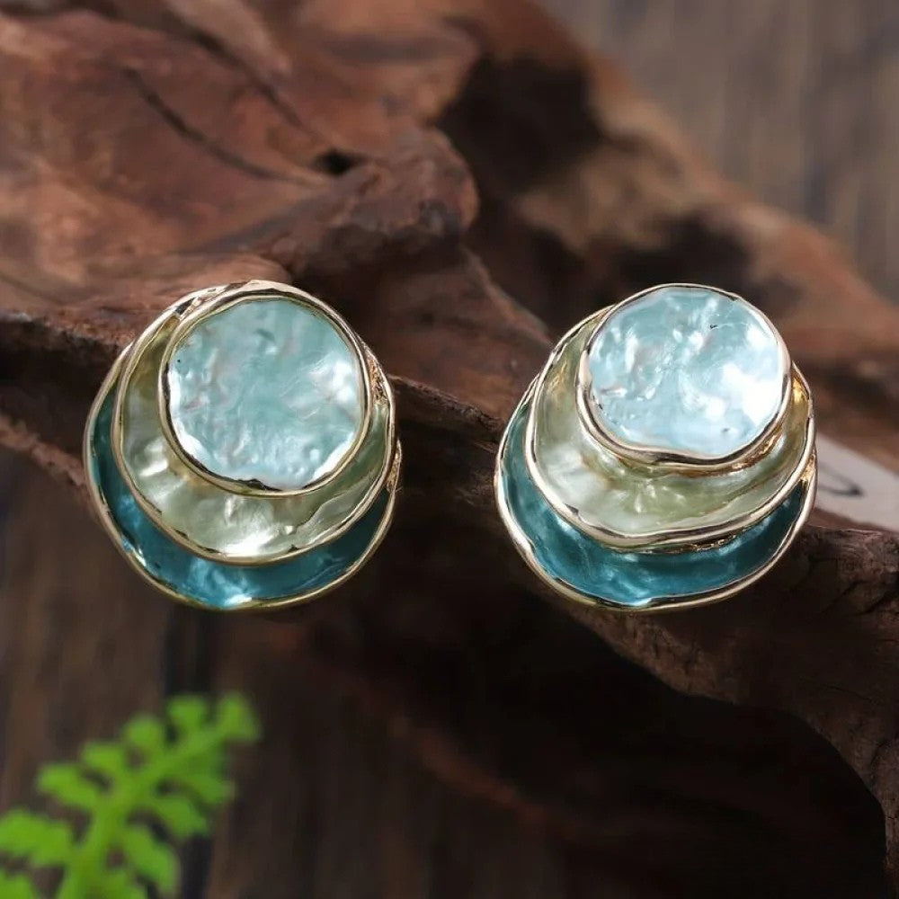 Vintage earrings with a hand-painted finish