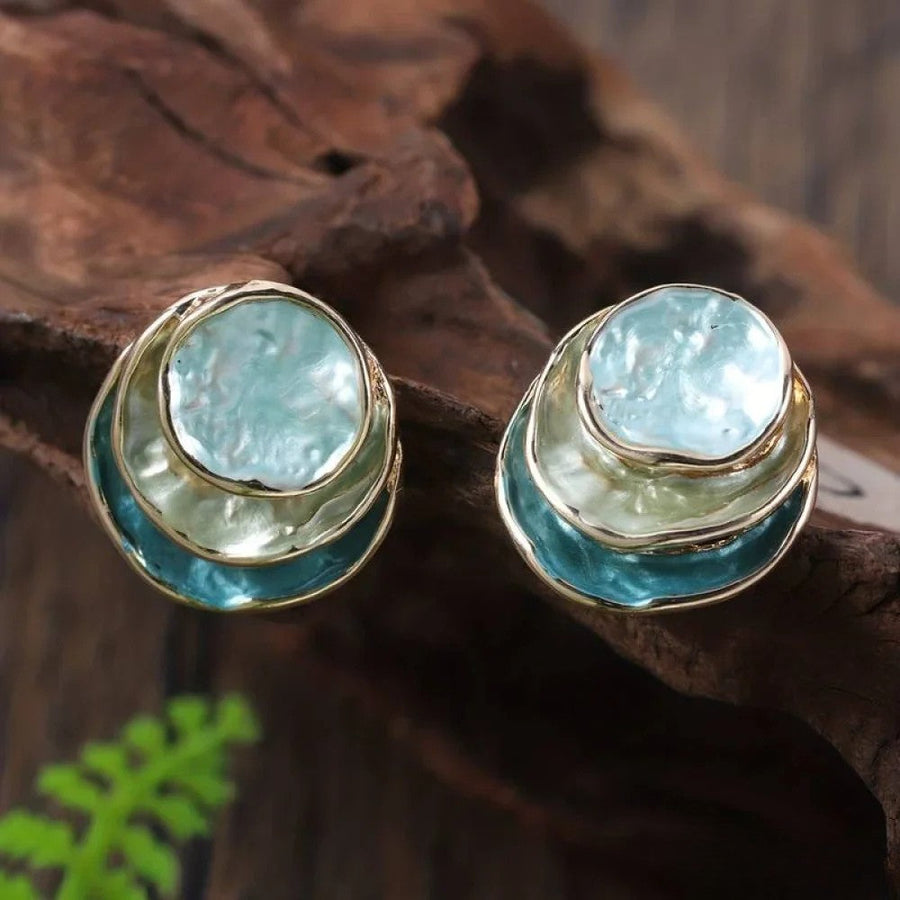 Vintage earrings with a hand-painted finish