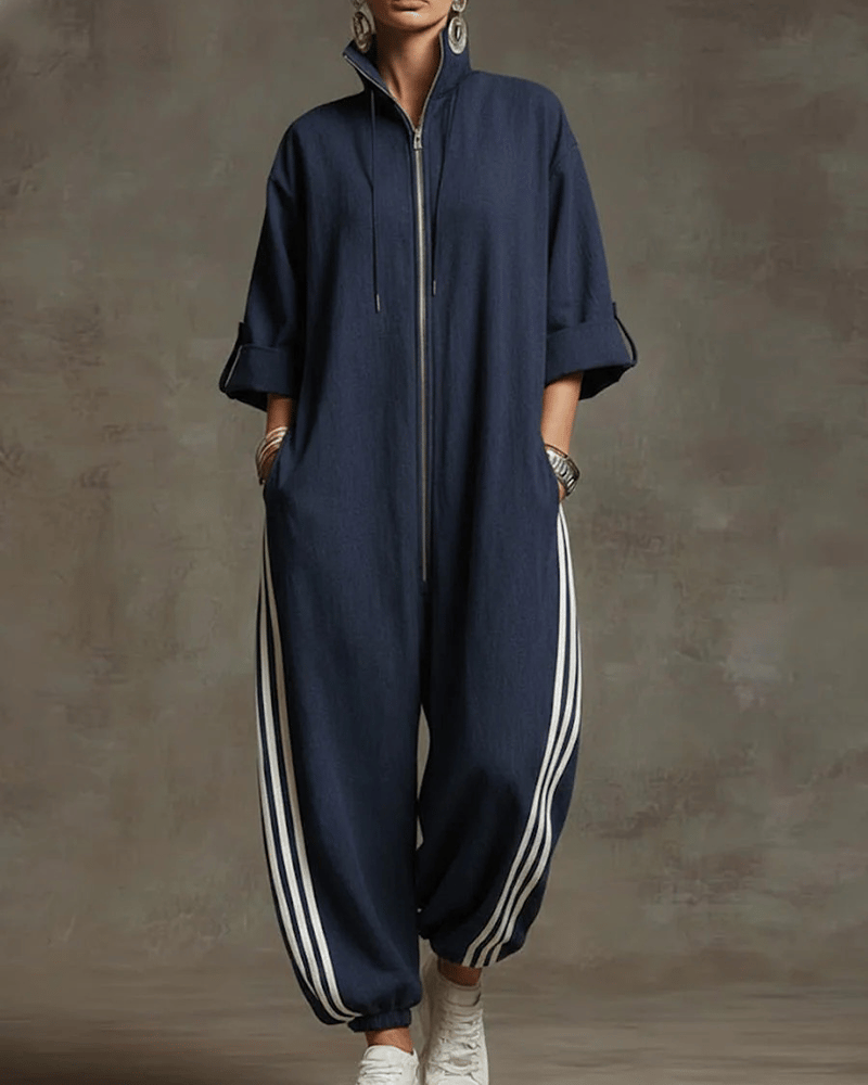 Leonora™ | Striped Tracksuit, Sporty Style with Zipper