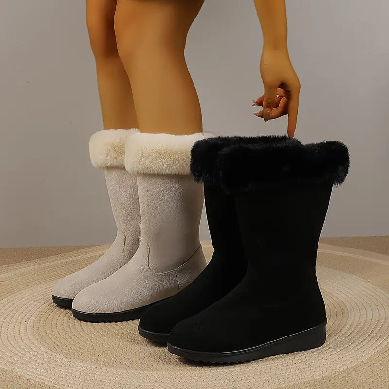 Margaery - Elegant Mid-Calf Boot With Side Zipper