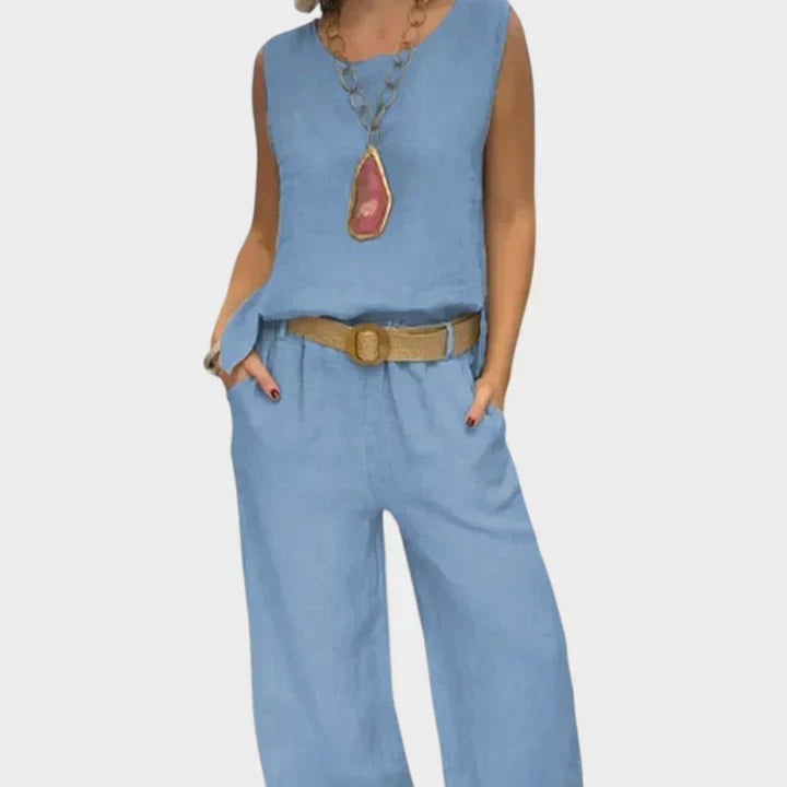 Paloma | Sleeveless Bohemian Top with Matching Cropped Pants