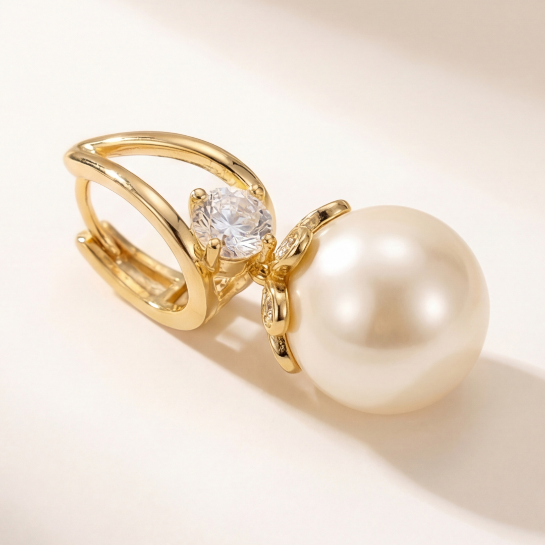 Florenza – Sparkling Pearl Drop Earrings