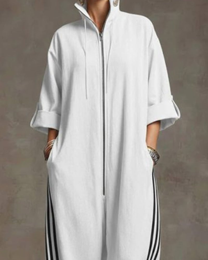 Leonora™ | Striped Tracksuit, Sporty Style with Zipper