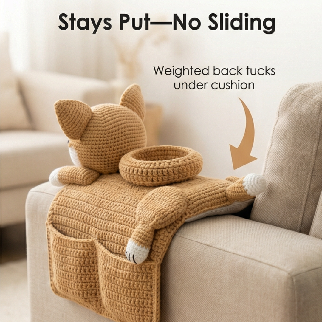 Cozipup – Crochet Dog Armrest Organizer with Cup Holder