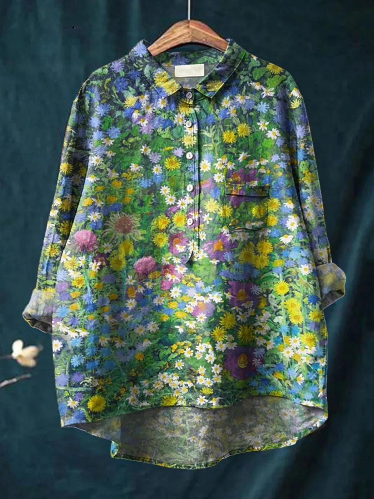 Emery | Women's Vintage Floral Art Print Casual  Shirt