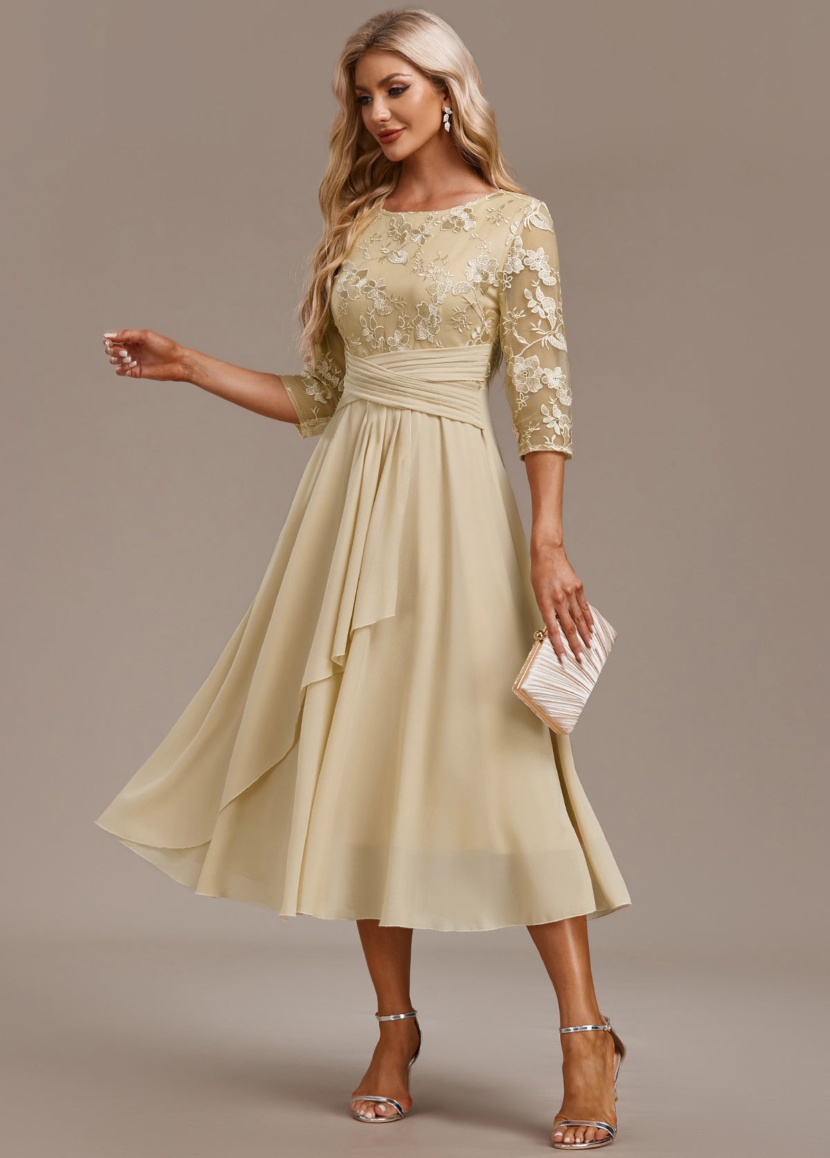 ANDREA – ELEGANT FLORAL CHIFFON DRESS