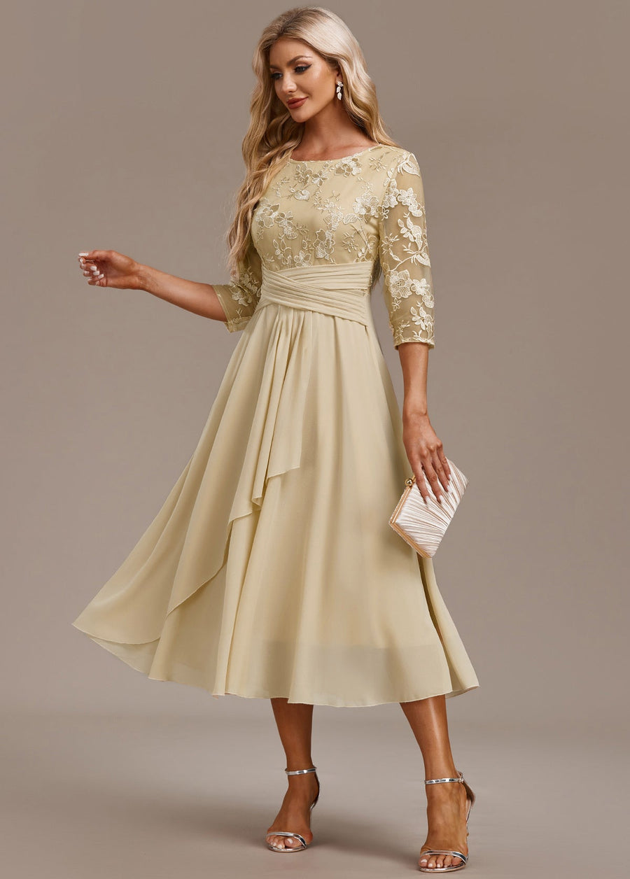 ANDREA – ELEGANT FLORAL CHIFFON DRESS