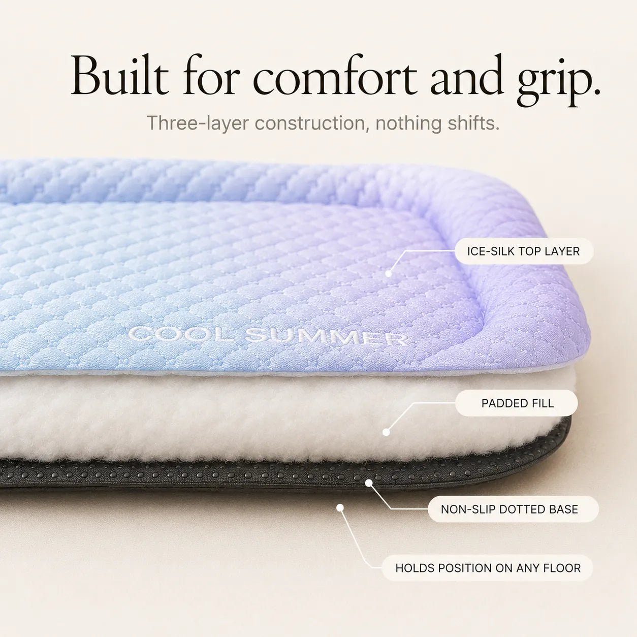 Coolaby – Ice Silk-look Pet Cooling Mat for Dogs and Cats, Padded Non-Slip Summer Bed