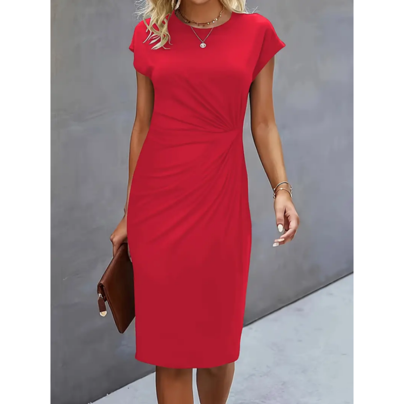 Anouk - Short sleeve formal midi dress for women