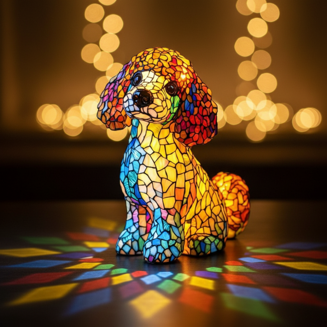 Poodle | Glass Painting Lamp