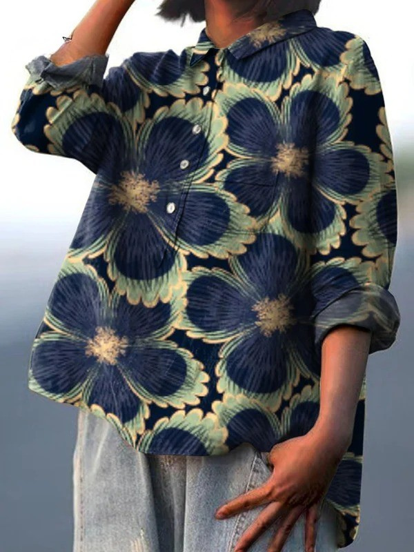 Avielle | Women's Vintage Floral Art Print Casual  Shirt