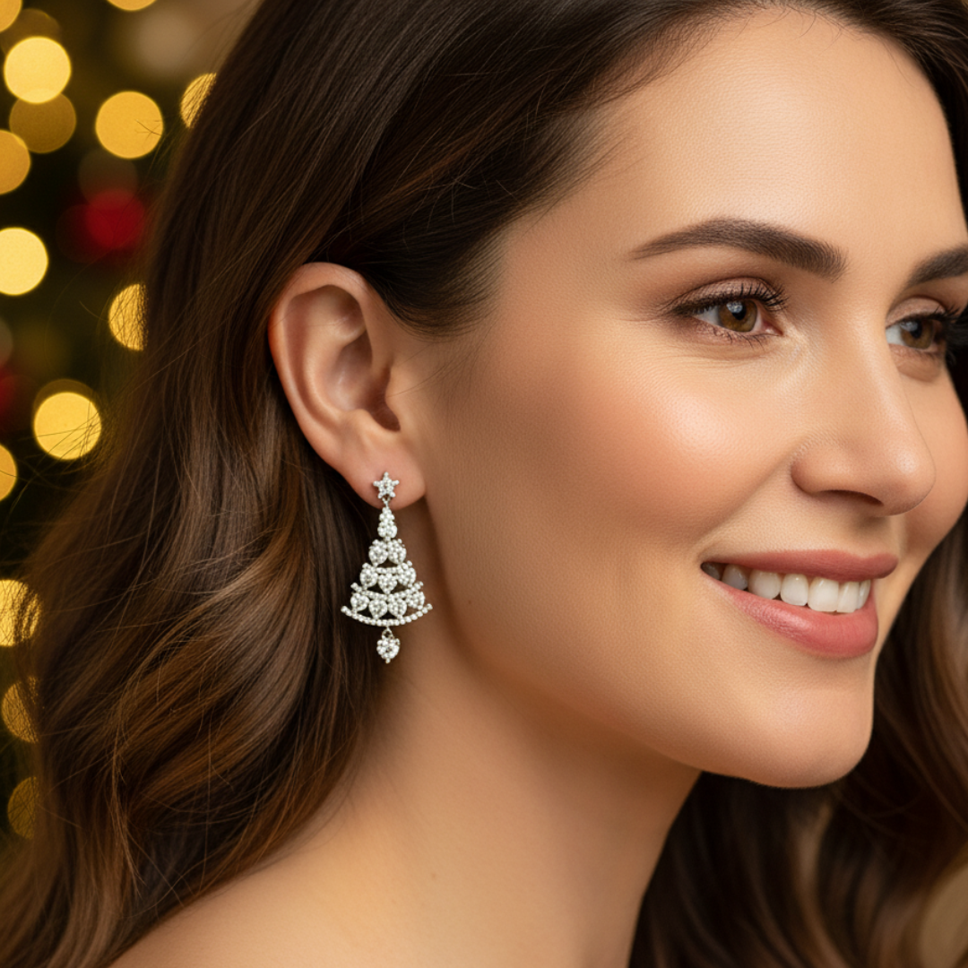 Lunarelle – Sparkling Christmas Tree Earrings, 1+1 Free