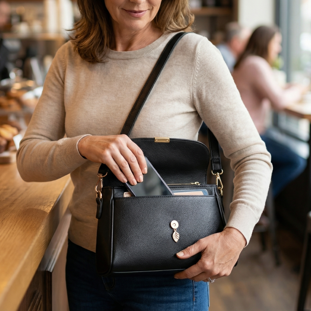 Leafara - Elegant Crossbody Bag with Leaf Detail