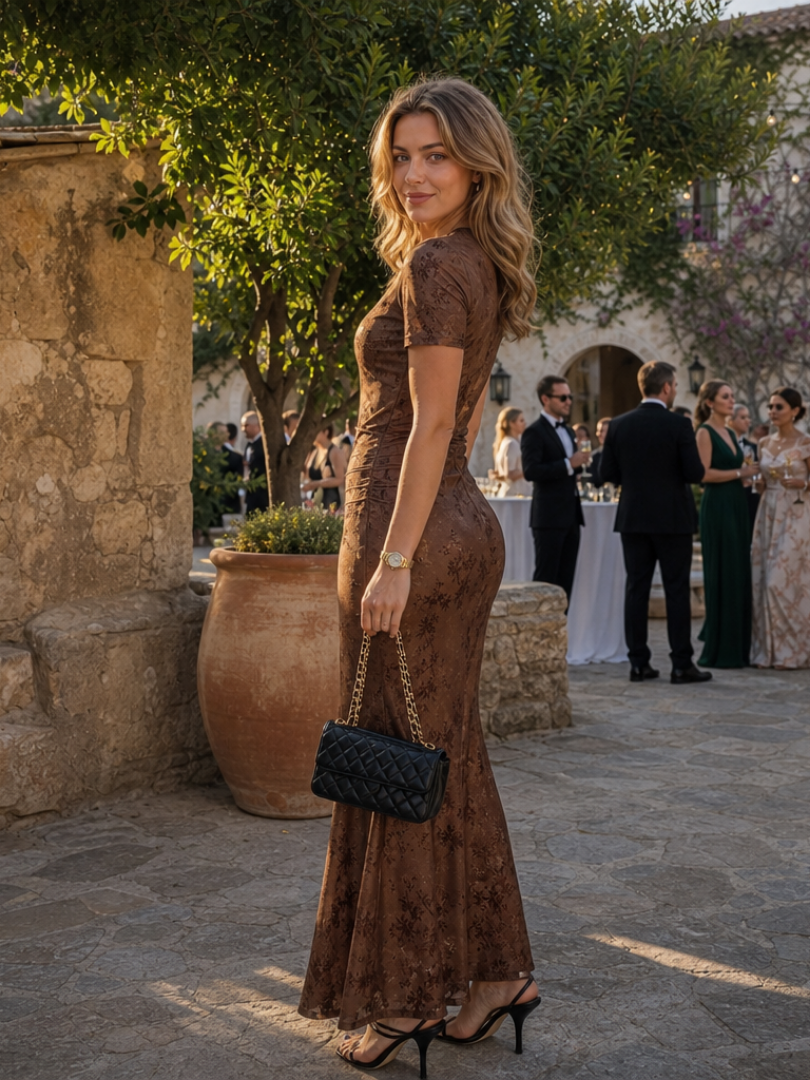 Sabella | Short Sleeve Crew Neck Midi Dress