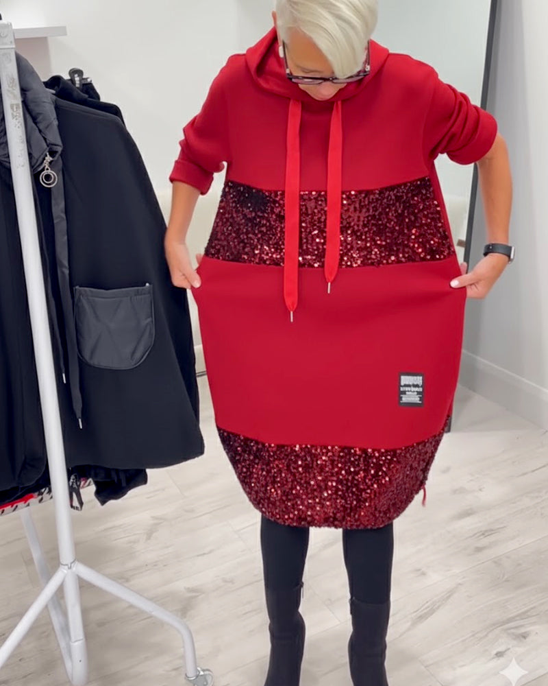 Mansherry - Trendy Patchwork Hooded Dress