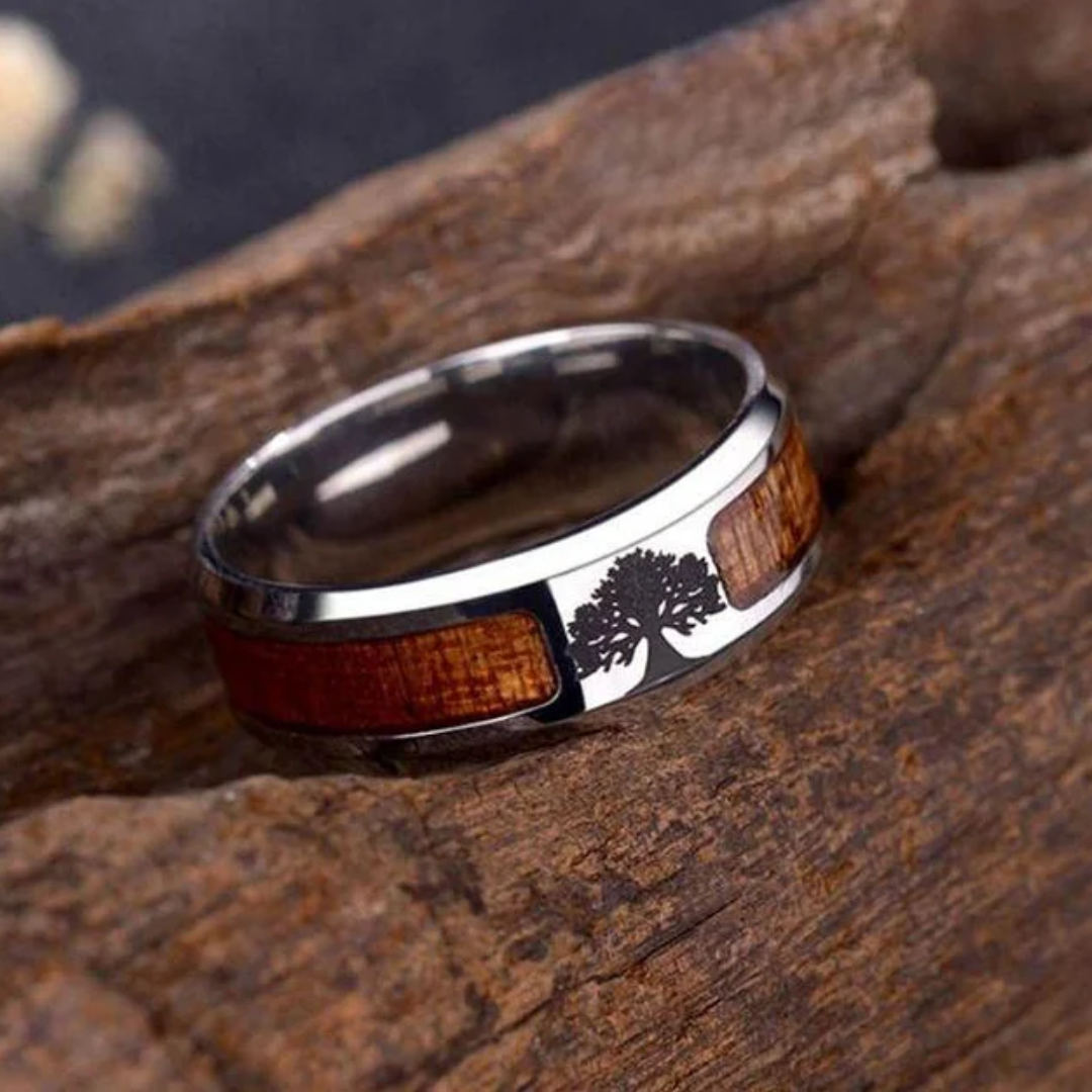 Rustic Wood Inlay Heritage Ring