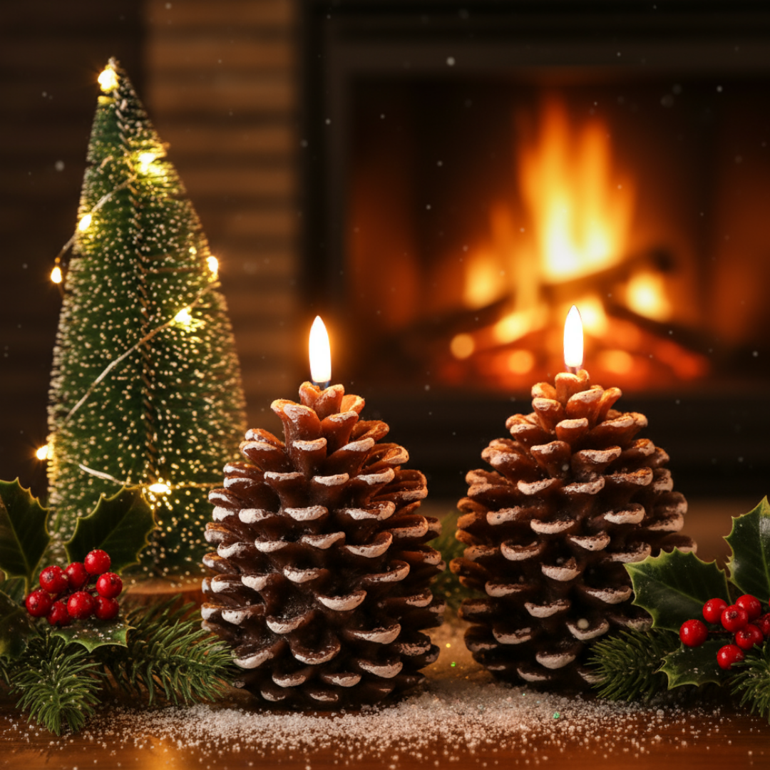 Lunapine – Flameless Pinecone Candle with Gentle Glow