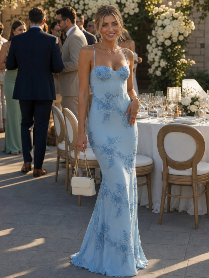 Danica | Spaghetti Strap Corset Bodice Maxi Dress