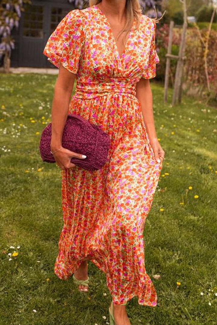 Evelyn Elegant Long Dress with V-Neck