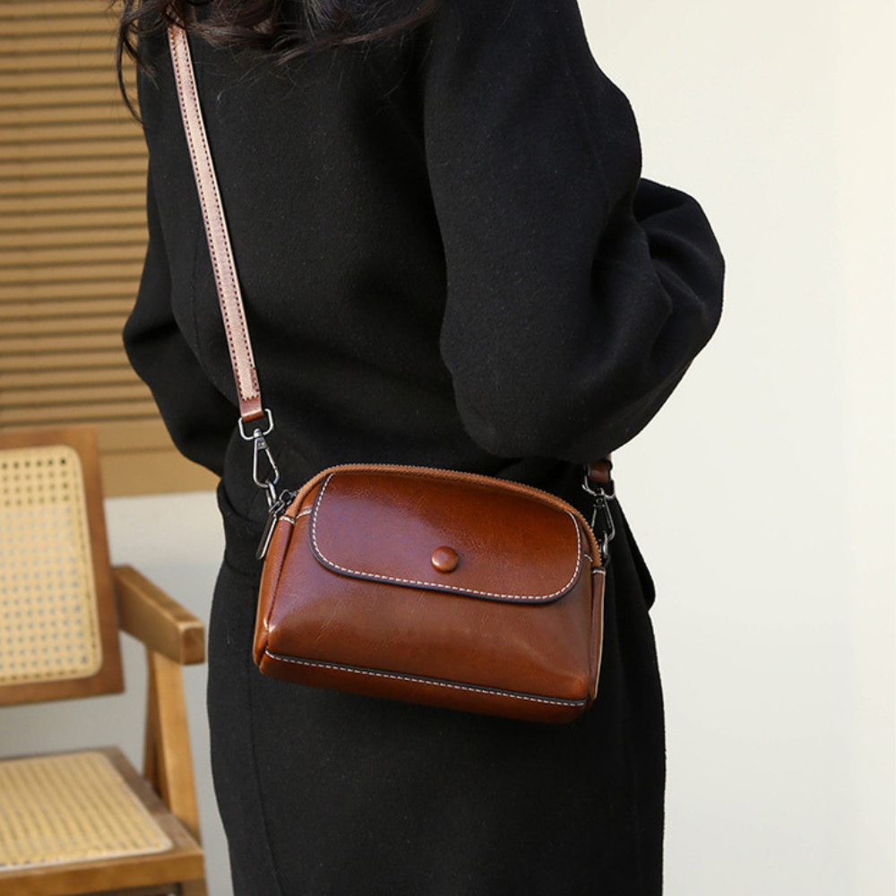 Bellana – Glossy Genuine Leather Shoulder Bag for Women