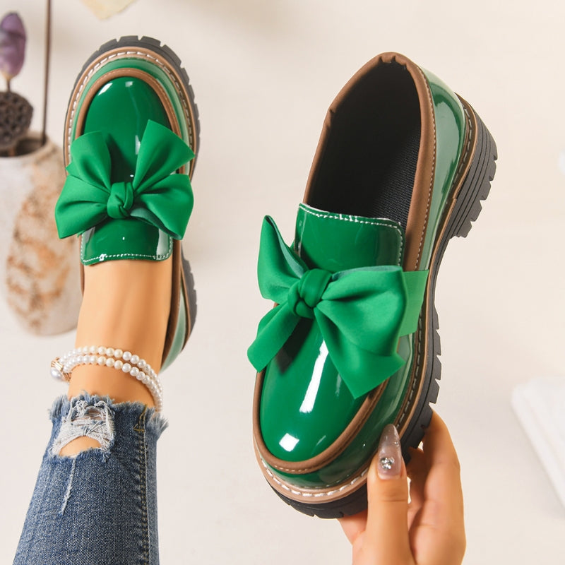 Shiny Loafers with Bow