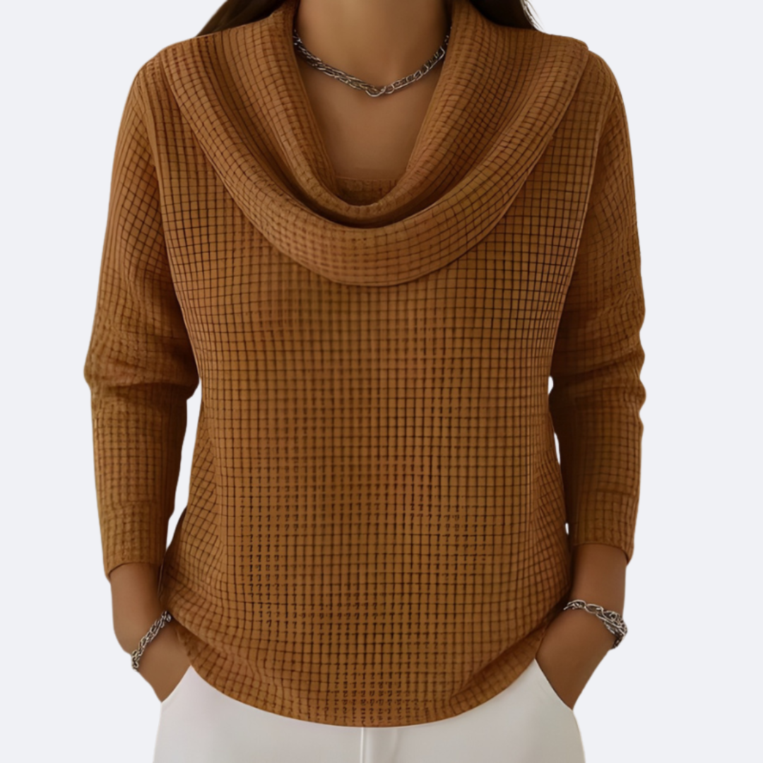 LIVIA - Soft Neck Thermal Waffle Effect Sweater
