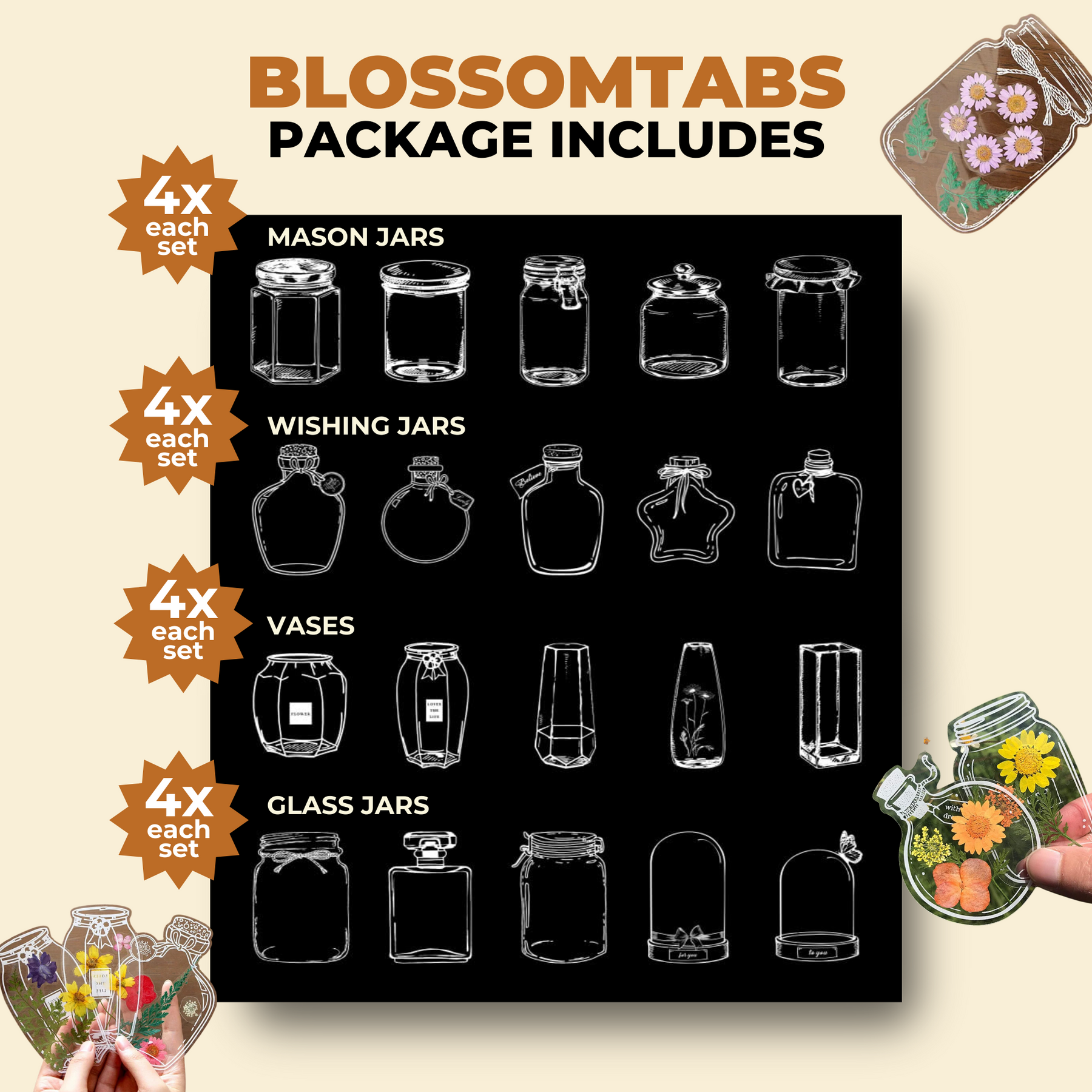 BlossomTabs - Transparent DIY Bookmark Stickers for Book Lovers (20+20 Free)