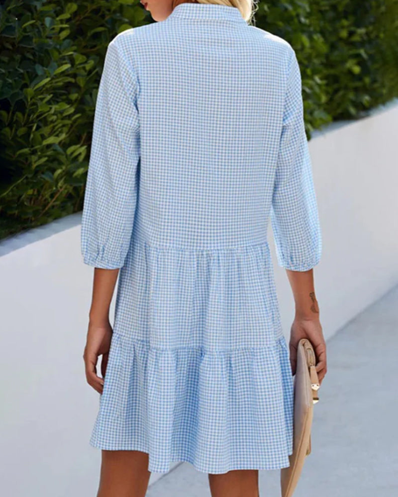 Lily | Check Button Flare Dress