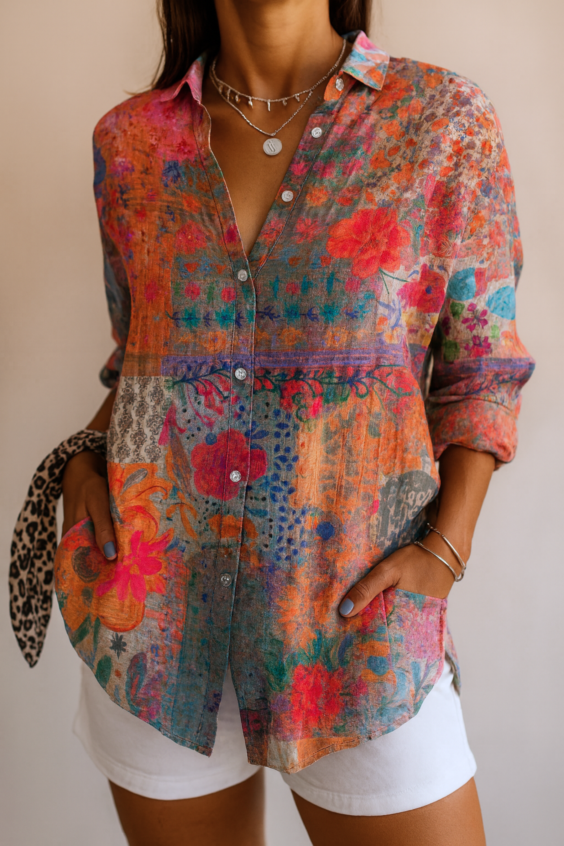 Astra | Blouse with Colorful Pattern