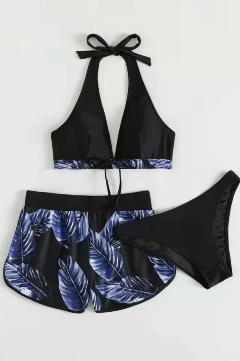 Ava | 3-Piece Leaf Print Bikini Set for Women
