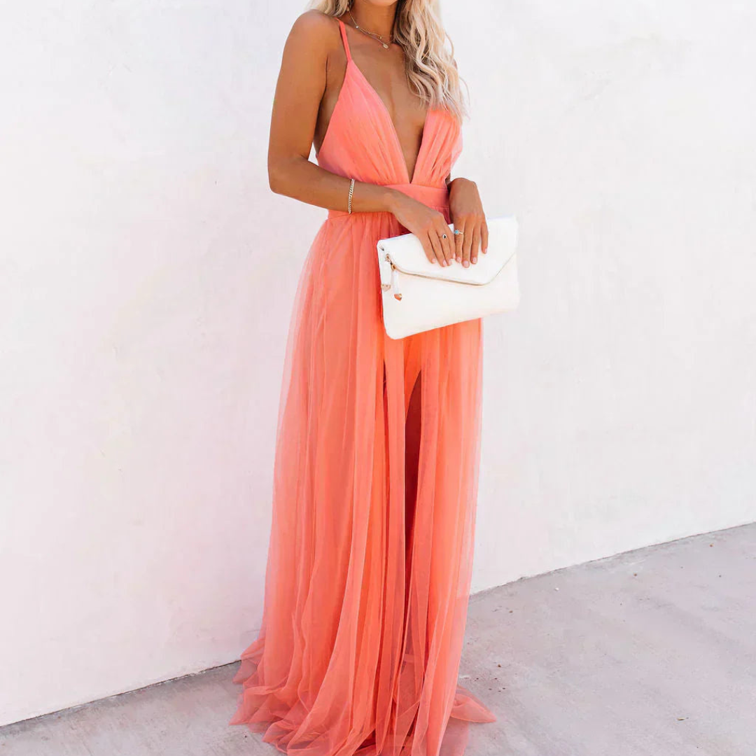 Helena™ | Maxi Dress Lumière Coral