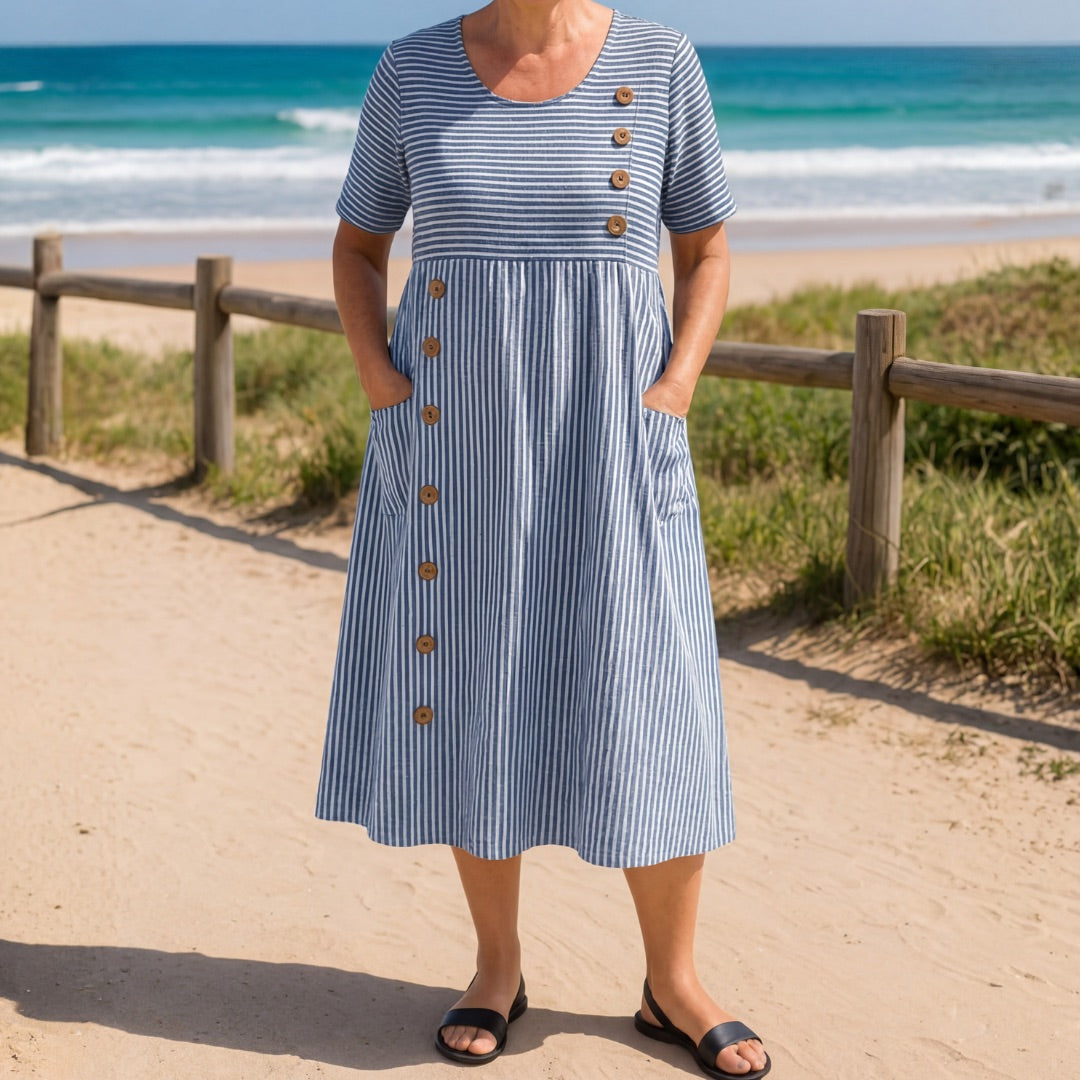 Summer Striped Dress - Flowing and Elegant Cut
